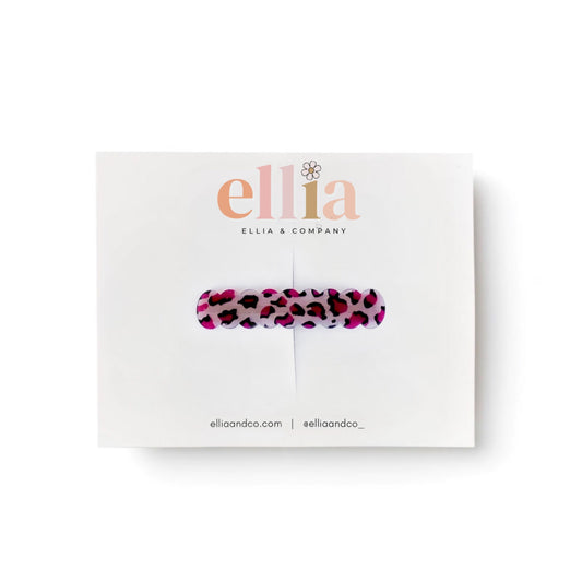 Pink Leopard -  Scalloped Bar Clip