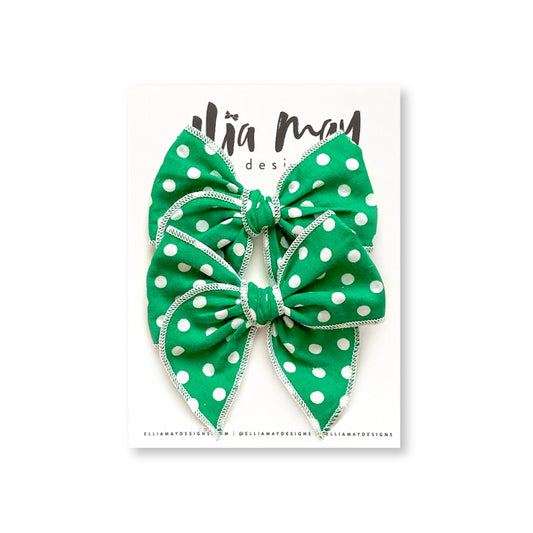 Kelly Green Polka Dot - Mini Fairytale Piggie Clips