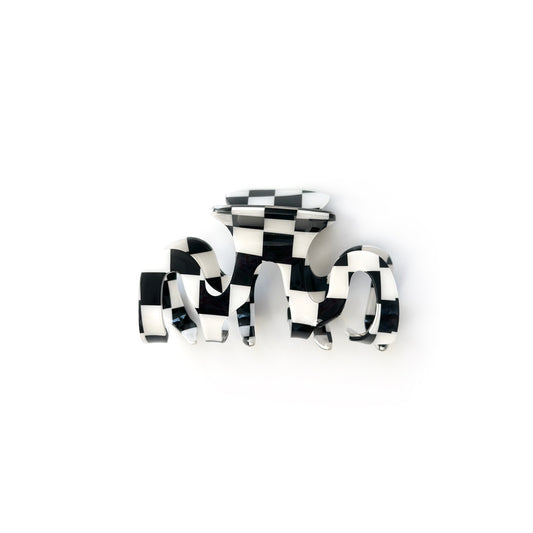 Monochrome Checker Squiggle - Claw Clip