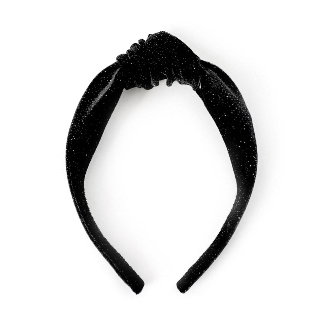 Black Glitter Velvet - Knot Headband
