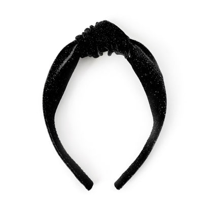 Black Glitter Velvet - Knot Headband