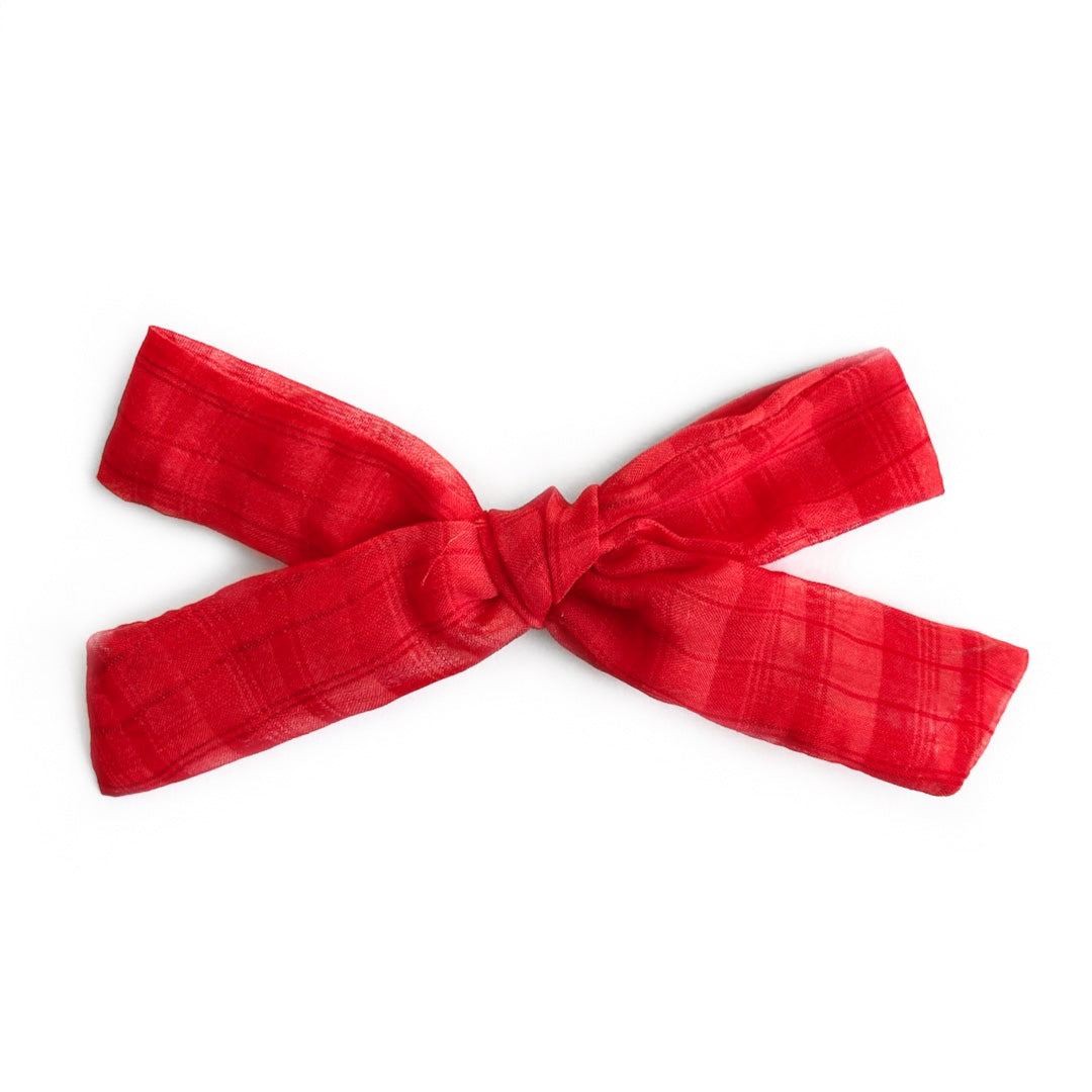 Red Plaid Georgette  - Oversized Knot